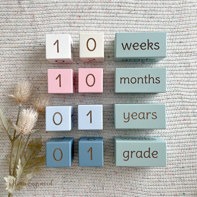 Baby Milestone Blocks Wooden Baby Monthly Milestone Blocks Etsy