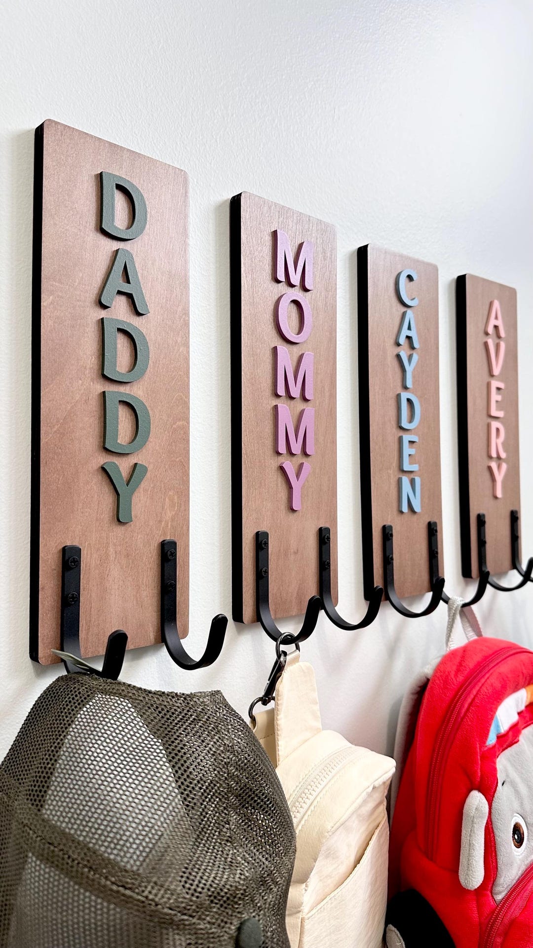 Backpack Hooks, Mud Room Entryway Hooks, Personalized Towel Hooks ...