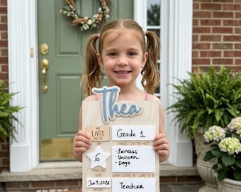 Personalized First Day of School Board, Baltic Birch Photo Prop