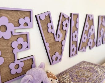 Daisy Wooden Alphabet Letters, Flower Name Sign, Boho Nursery Decor