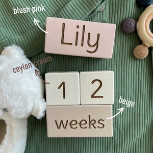 Baby Milestone Blocks, Wooden Baby Monthly Milestone Blocks, Baby Wood Age Block, Baby Blocks, Keepsakes, Baby Shower Gift, Baby Photo Props image 3