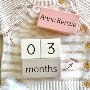 Baby Milestone Blocks, Wooden Baby Monthly Milestone Blocks, Baby Wood Age Block, Baby Blocks, Keepsakes, Baby Shower Gift, Baby Photo Props image 5