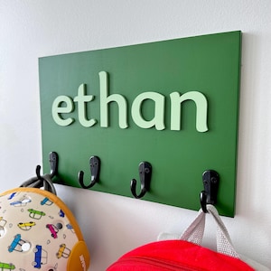Backpack Hooks, Mud Room Hooks, Bathroom Name Hooks, Dorm Room Hooks, Graduation Gift, Dog Leash Holder