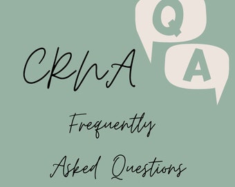 May include: A green background with a white speech bubble containing the letter Q. Below the speech bubble is the text "CRNA" in black cursive font. Below the text is the text "Frequently Asked Questions" in black cursive font. Below that is a white rectangle with a black border containing the text "CRNA Roadmap" in black font. Below the rectangle is the text "FELICIA DUKES" in black font.