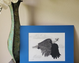 Original Charcoal Drawing - Flying Eagle - Unframed