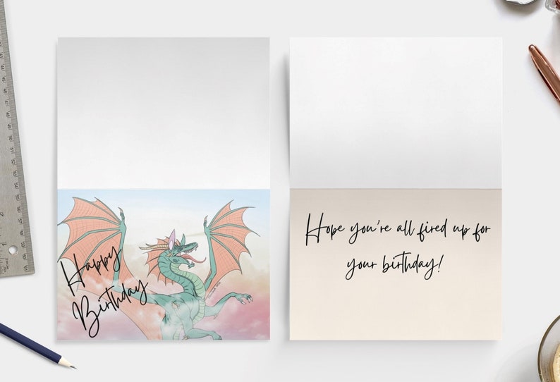 Green Dragon Birthday Cards - Printable - Digital Download - Etsy