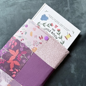 Patchwork de animales del bosque morado - Pequeño / Funda para libro / Cierre a presión