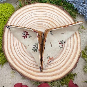 Origami Butterfly Pin: Hand Embroidered Fabric, Cream & Orange