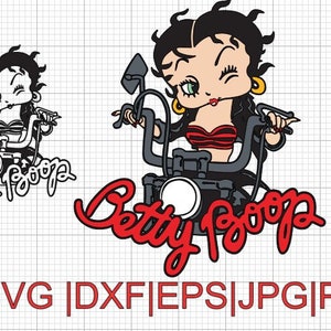 betty boop svg, cricut files, betty boop shirt svg, vintage svg, motorcycle svg, classic, png, eps, dxf
