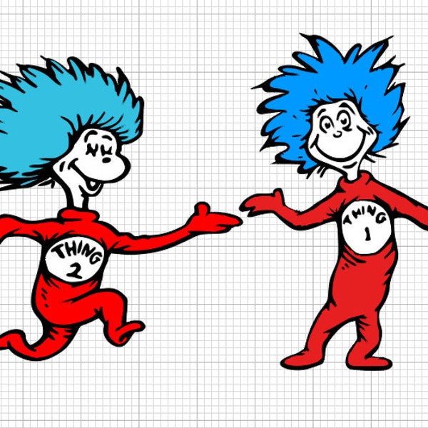 thing 1 svg, thing 2 svg, thing one and thing two svg, dr seuss svg, colored svg, layered svg, cricut files, cat in the hat svg