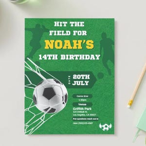 Editable ANY AGE Soccer Birthday Party Invitation Boy Birthday Party Invite Game Time Invitation Editable Template Football Footie Birthday