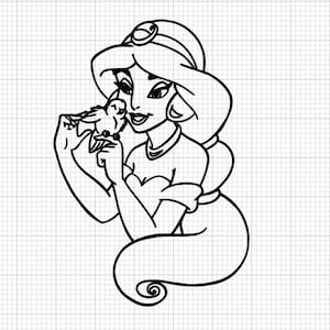 princess jasmine svg, jasmine svg, bird svg, cartoon svg, cricut file, jasmine outline svg, no color svg, easy cricut file, for shirts
