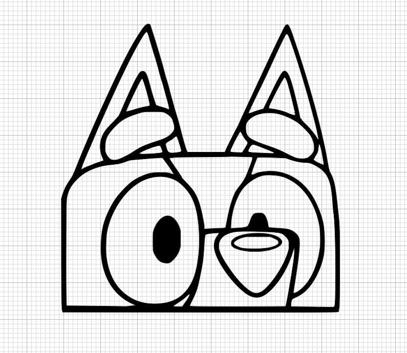 bluey svg, bingo svg, car decal svg, for cars, black outline svg, dog svg, cute, cricut files, digital download