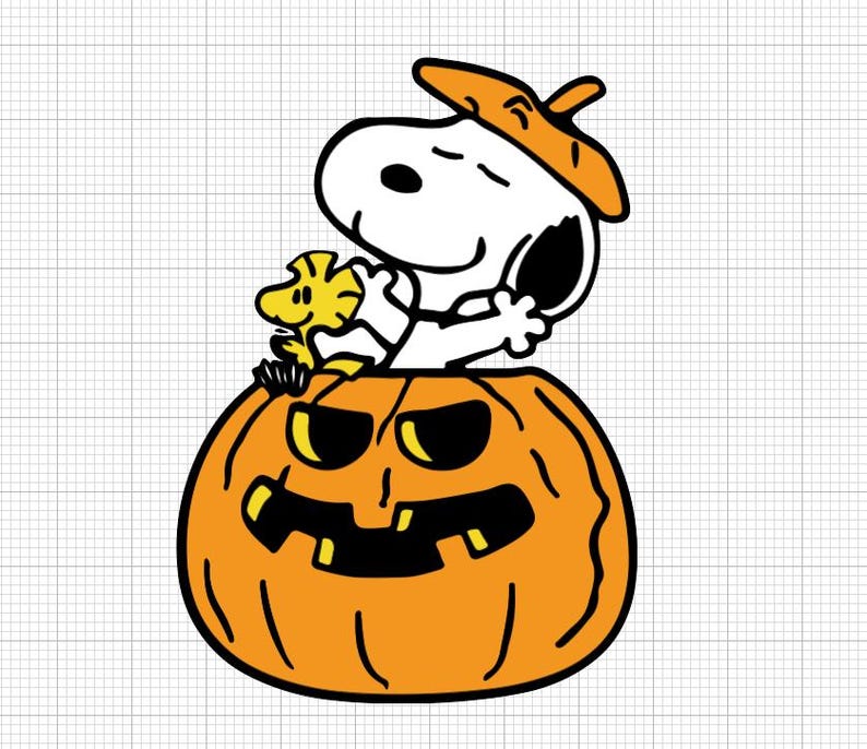 Svg snoopy halloween, citrouille snoopy svg, svg woodstock, halloween svg, svg effrayant, citrouille svg, fichiers cricut, fichiers num&eacute;riques, svg mignon image 1