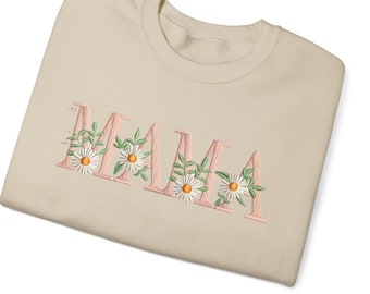 Embroidered Floral Mama Sweatshirt: Personalized Mom Gift