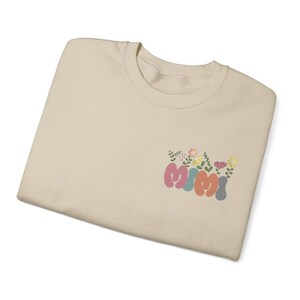 Custom Embroidered Mama Grandma MiMi, Any Text on Neckline Sweatshirt, Names on Sleeve, Personalized Gift for Mom Mother Momma Nana Sweater
