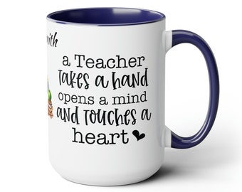 Personalized Teacher Mug, Custom Crest Ceramic Coffee Mug, Educator Gift
