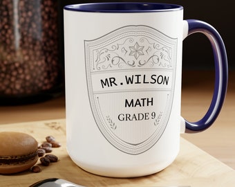 Personalized Teacher Mug, Custom Crest Gift
