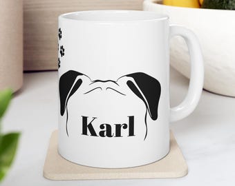 Custom Pet Portrait Mug: Personalized Dog Ears Coffee Mug