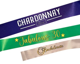Personalized Satin Sash, Bachelorette Sash, Bridal Sash, Birthday, Prom Sash, Custom Satin, Custom Ribbon