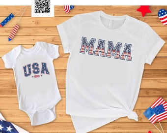 Matching Mama and Baby 4th July Shirts: USA Patriotic Family Set
