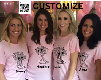 Custom Bachelorette Party Shirts: Cowgirl Boots, Western Bridal Gifts