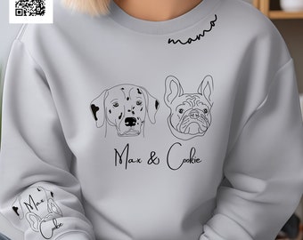 Custom Pet Portrait Sweatshirt: Dog Mama Outline Shirt