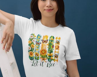 Let It Bee positivité PNG printemps été, téléchargement numérique été png, graphismes mignons, conception de bocal en verre