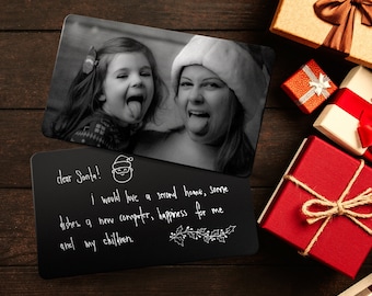 Personalized Holiday Metal Photo Wallet Card | Engraved Gift for Him