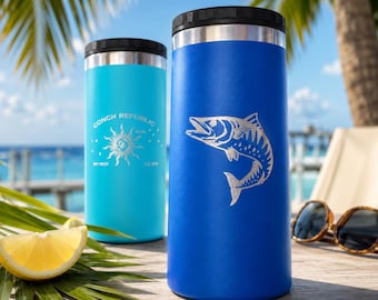 Soda Can Holder, Energy Drink Holder, Personalized 4 in 1 Can Cooler with Bottle Opener, Custom Metal Insulator Gift