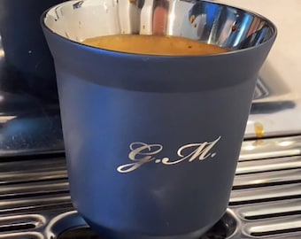 Custom engraved espresso cup for coffee lover 80mL – Stainless Steel Demitasse, Turkish Coffee Gift