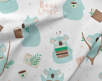 Koala bear fabric, Australian animals premium cotton fabric,Eco friendly fabric,Quilting sewing fabric