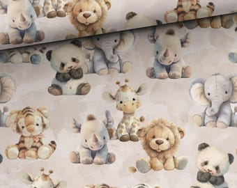 Schattige dierenstof Digitale print katoenen stof - Speelgoed moderne kinderkamer Milieuvriendelijke stof - bosdierenstof
