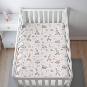 Tissu en coton haut de gamme aquarelle rose renard/tissu pour chambre d'enfant moderne croissant d'étoiles arc-en-ciel renard au mètre/couture matelassée coton OEKO-TEX image 5