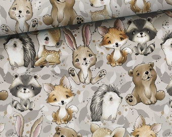 Animal bebé, Animales para niños, Oso, Zorro, Erizo, Mapache, Tela de algodón premium de amigos del bosque, Animales del bosque, Tela de bosque, Costura de acolchado