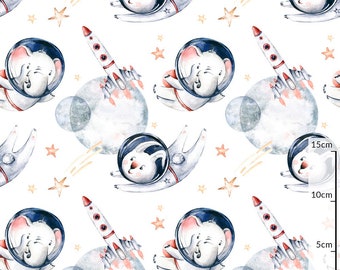Animal Astronauts Digital print fabric/Space Premium Cotton Fabric /Elephant Rabbit fabric Eco premium cotton