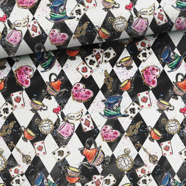 Alice in Wonderland Fabric,Premium Cotton Fabric ,Baby Nursery Cotton , Print Cotton Fabric, Half yard/half metre,Width 155cm /61"