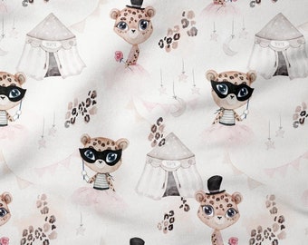 Leopard Cotton Fabric: Animal Theatre Print, Baby Nursery Fabric (61" Wide)