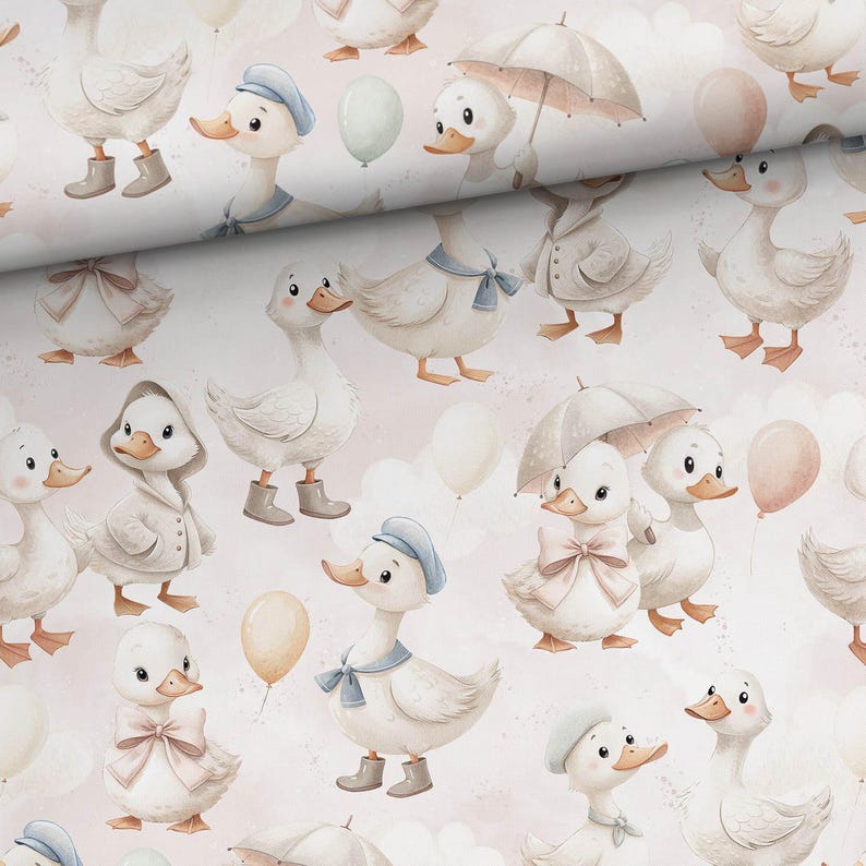 Tela de algodón premium con estampado de ganso, ecológica y de alta calidad, de ganso, ancho 155 cm (61 pulgadas), algodón con impresión digital, tela con animales adorables. imagen 1