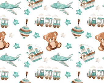Children's toys premium cotton fabric-Baby boy nursery fabric-Сhildren's World Eco friendly fabric Quilting/ sewing fabric