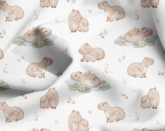 88  cm -Guinea Pig Cavy Cute Animal Digital Print Premium Cotton Fabric-Capybara Baby Nursey  Eco friendly Fabric Width 158cm/61"