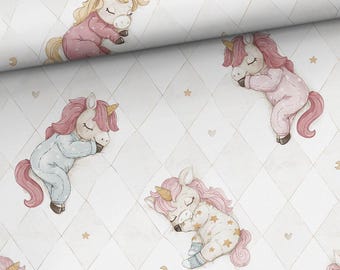 Cute Unicorn High Quality Premium Cotton Fabric-Sleep Little Pony fabric- Animal Digital Print  Fabric-Quilting/sewing cotton-Eco Friendly