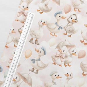 Tela de algodón premium con estampado de ganso, ecológica y de alta calidad, de ganso, ancho 155 cm (61 pulgadas), algodón con impresión digital, tela con animales adorables. imagen 2