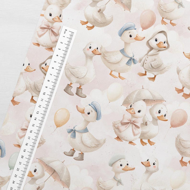Tela de algodón premium con estampado de ganso, ecológica y de alta calidad, de ganso, ancho 155 cm (61 pulgadas), algodón con impresión digital, tela con animales adorables. imagen 2