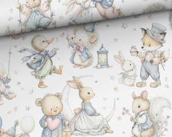 Cute animals premium cotton fabric,Baby animal,Watercolor fabric Quilting sewing, Width 155cm /61"
