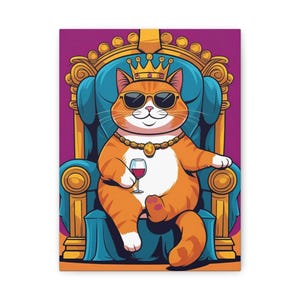 Royal Cat Canvas Art, Cat Lover Gift, Trendy Wall Decor, Funny Animal Art, Home Decoration, Cat-Themed Artwork