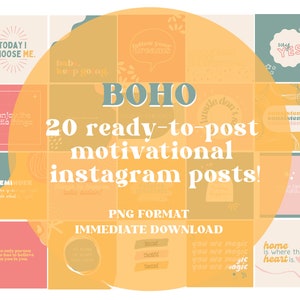 20 Instagram Quotes Ready to Post - Boho Happy Positive Quotes Social Media Posts, Positive Quotes, Social Media Templates, Instagram Posts