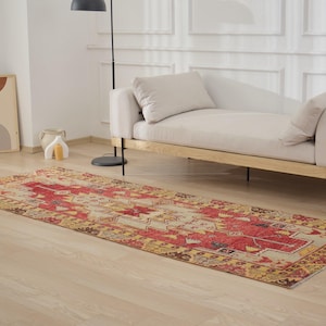 3x9 Turkish Anatolian Rug Runner - Belinda | 3x9 Red Runner Hand-knotted Wool Carpet for Hallway | Runner Rug | Antique Rug for Home Decor