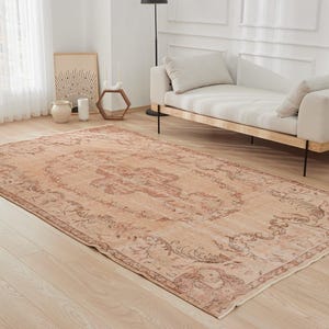 6x11 Vintage Turkish Rug: Handwoven Wool Medallion Carpet