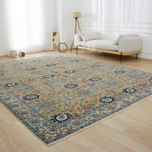 10x13 Turkish Oriental Rug - Karron | 10x13 Beige Handmade Wool Carpet for Living Room | Oversized Area Rug | Antique Rug for Home Decor